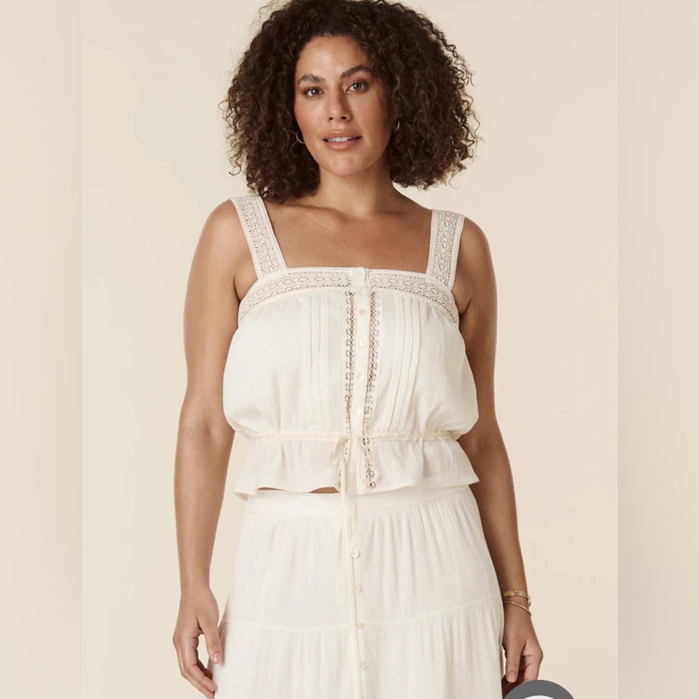 Spell Cream Crochet-Trimmed Peasant Camisole - Picture 2 of 16